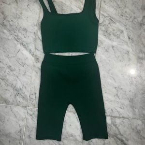 Zara Green Biker Short Set